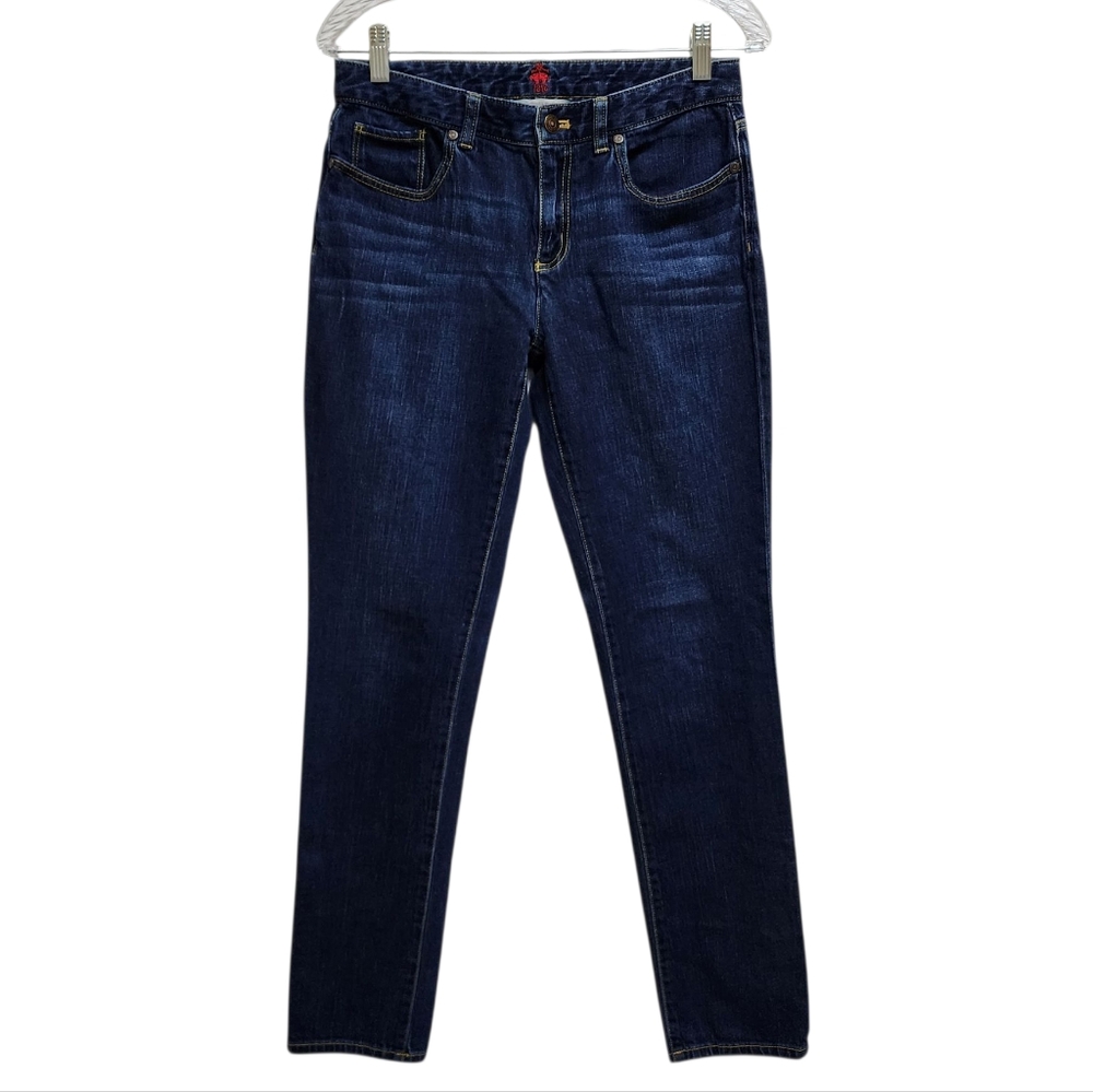 Brooks Brothers Red Fleece Jeans Women 2 Blue Denim Stretch Skinny Distressed